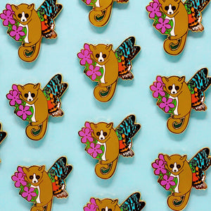 Mouse lemur moth enamel pin