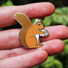 Load image into Gallery viewer, Sewing squirrel enamel pin