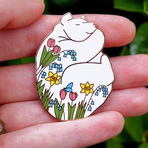 Spring bear enamel pin