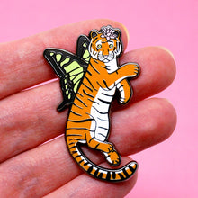 Load image into Gallery viewer, Orange butterfly tiger enamel pin