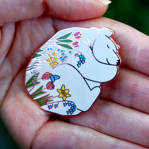 Spring bear enamel pin