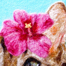 Load image into Gallery viewer, Wool painting of Bengal cat with hibiscus flower