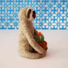 Load image into Gallery viewer, Needle felted sloth with blooming cactus plant