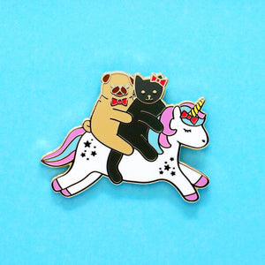 Unicorn ride enamel pin
