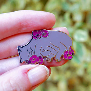 Charity pin for FIP research - grey cat