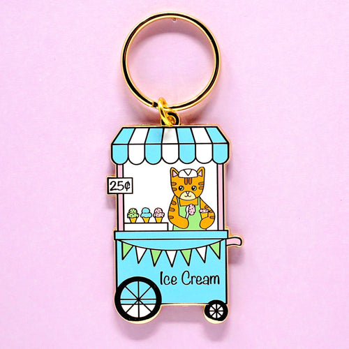 Ice cream stand cat keychain