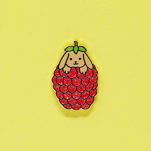 Raspberry bunny enamel pin