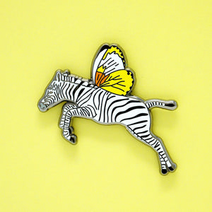 Zebra butterfly enamel pin