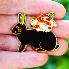 Load image into Gallery viewer, Mushroom bunny enamel pin