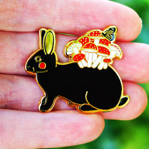 Mushroom bunny enamel pin