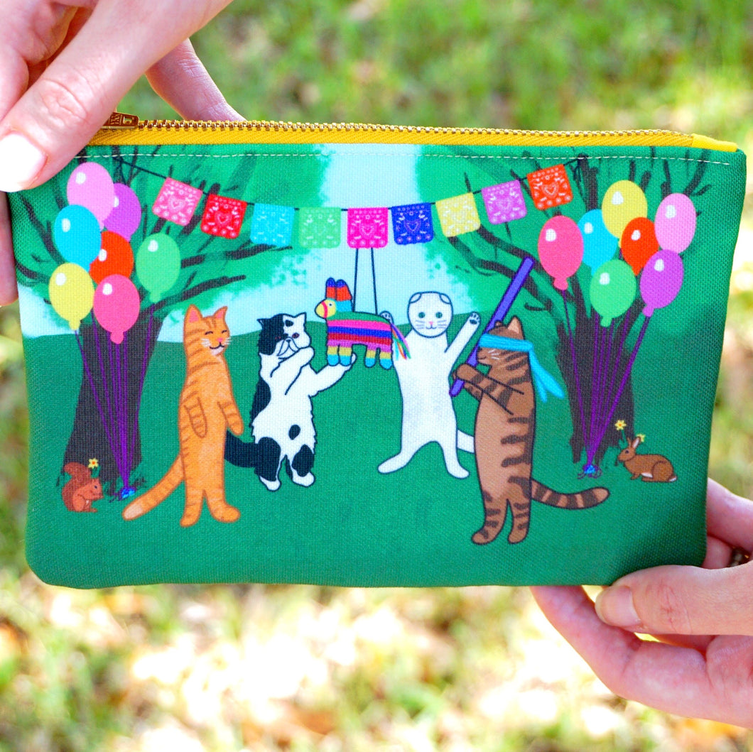Fiesta kitties fabric pouch - smaller size