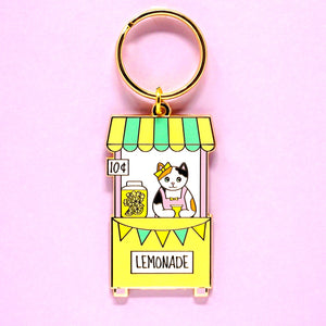 Lemonade stand cat keychain