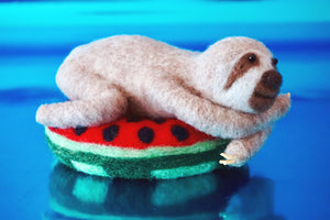 Needle felted pool party sloth