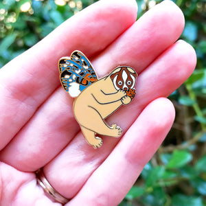 Slow loris moth enamel pin