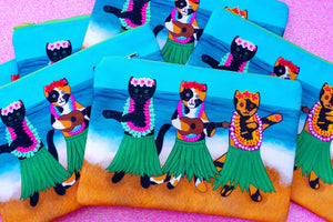 Hula kitties fabric pouch - larger size