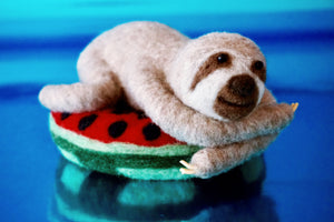 Needle felted pool party sloth