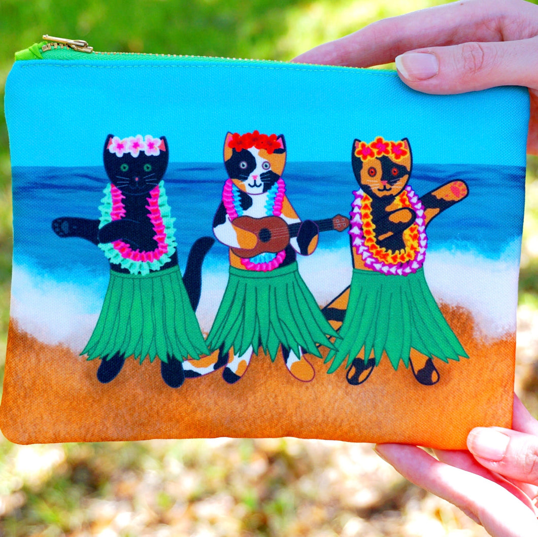 Hula kitties fabric pouch - smaller version