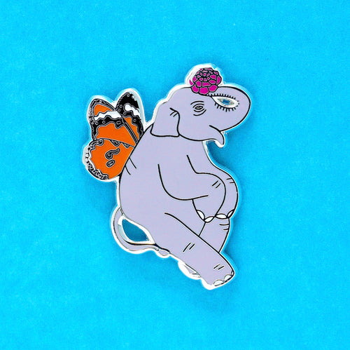Butterfly elephant enamel pin