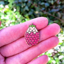 Load image into Gallery viewer, Raspberry bunny enamel pin