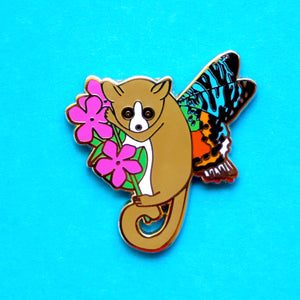 Mouse lemur moth enamel pin