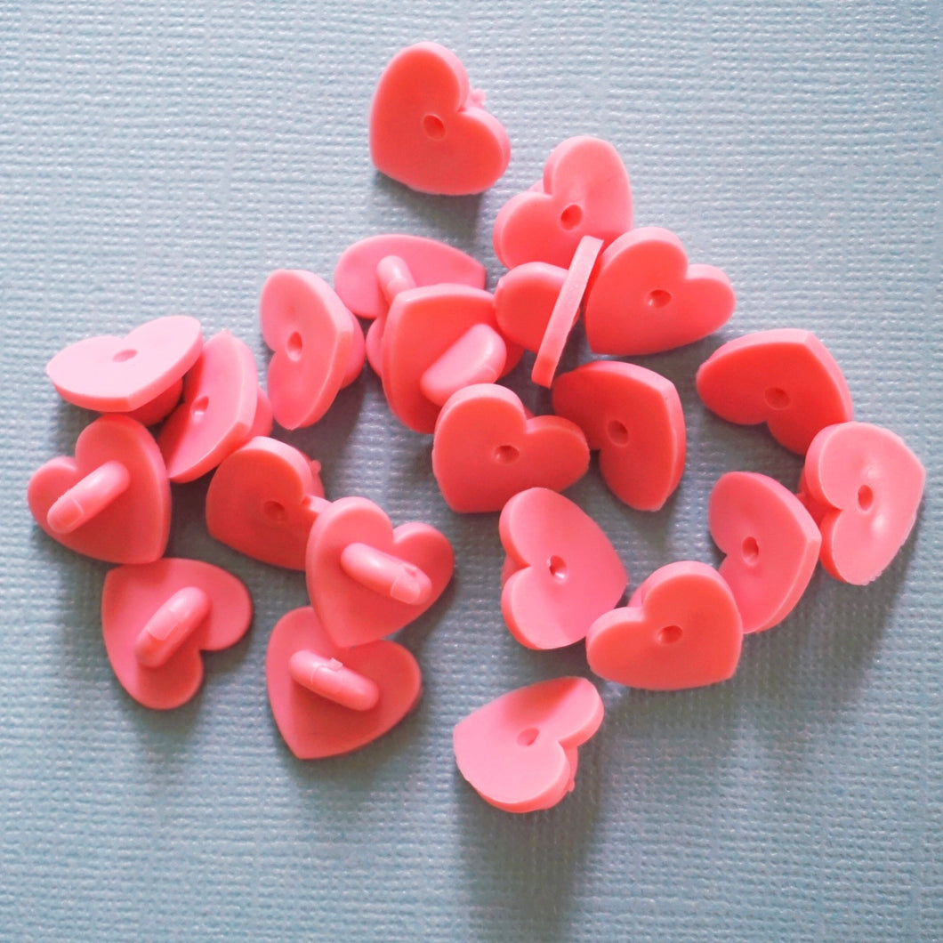 Pink heart rubber pin backs