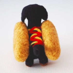 Needle felted black and tan wiener dog