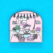 Load image into Gallery viewer, Plant witch cat enamel pin