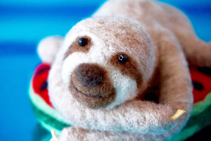 Needle felted pool party sloth