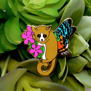 Mouse lemur moth enamel pin
