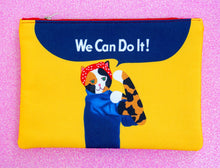 Load image into Gallery viewer, Feminist Rosie cat fabric pouch - larger size