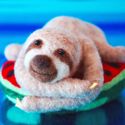 Needle felted pool party sloth