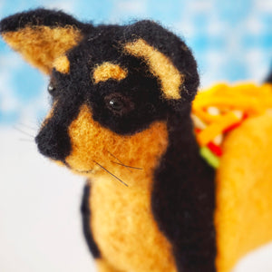 Needle felted taco chihuahua