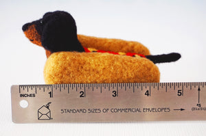 Needle felted black and tan wiener dog
