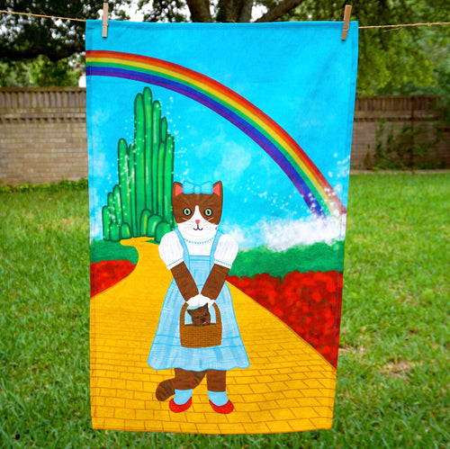 Wizard of Oz cat tea towel