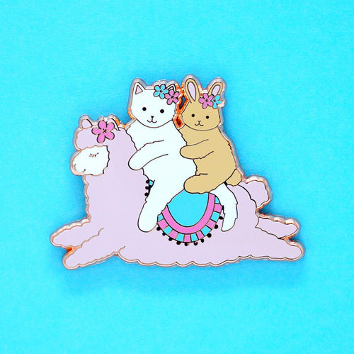 Alpaca ride enamel pin