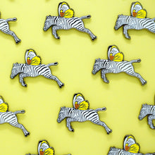 Load image into Gallery viewer, Zebra butterfly enamel pin