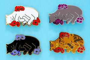 Charity pin for FIP research - brown tabby cat
