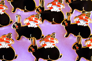 Mushroom bunny enamel pin