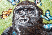 Load image into Gallery viewer, Wool painting of gorilla with butterflies