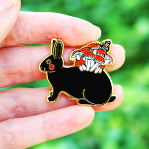 Mushroom bunny enamel pin