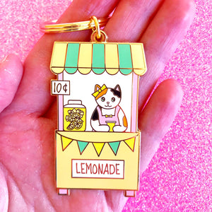 Lemonade stand cat keychain