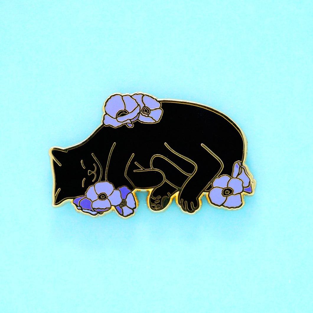 Charity pin for FIP research - black cat