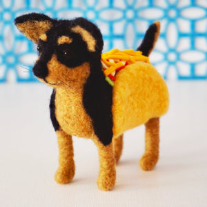 Needle felted taco chihuahua