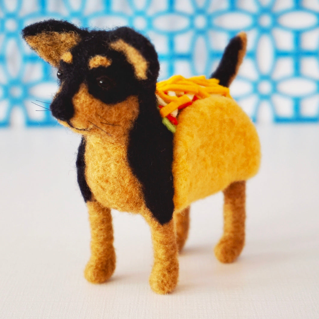 Needle felted taco chihuahua