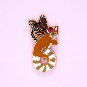 Monarch ringtailed cat enamel pin