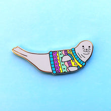 Load image into Gallery viewer, Festive holiday seal in sweater