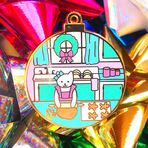 Gingerbread baker cat enamel pin