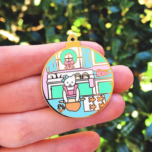Gingerbread baker cat enamel pin